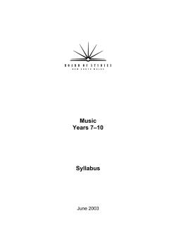 Music Years 7–10 Syllabus