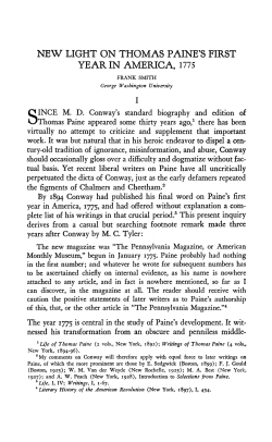 New Light on Thomas Paine`s First Year in America, 1775