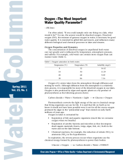 Oxygen –The Most Important Water Quality Parameter?