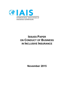 Issues Paper on Conduct of Business in Inclusive Insurance