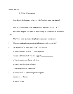 Sonnet no 116 By William Shakespeare 1 According to