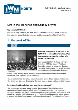 First World War Life in the Trenches teachers notes