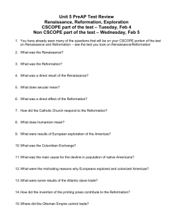 Unit 5 PreAP Test Review Renaissance, Reformation