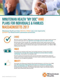 MINUTEMAN HEALTH&ldquo;MY DOC&rdquo; HMO PLANS FOR INDIVIDUALS