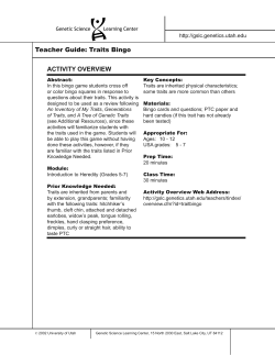 Teacher Guide: Traits Bingo ACTIVITY OVERVIEW