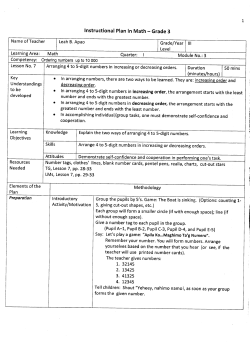 Instructional Plan In Math