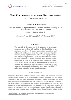 New Structure&ndash;function Relationships of Carbohydrates