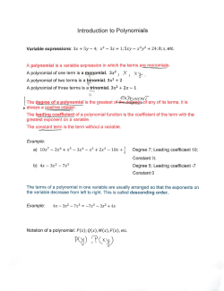 Introduction to Polynomials