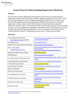 Lesson Plan for Understanding Regenerative Medicine