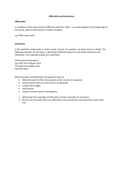 Alliteration and Assonance Alliteration Is - sbhs-work-bank