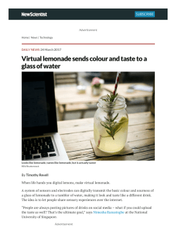 New Scientist Virtual lemonade sends colour and taste to a glass of