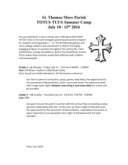 St. Thomas More Parish TOTUS TUUS Summer