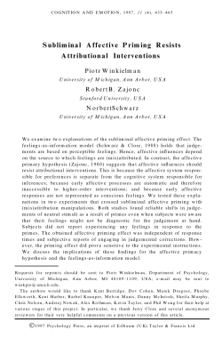 Subliminal Affective Priming Resists Attributional