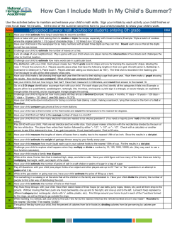Summer Math Activities For Students Entering 6thGrade