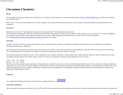 Chromium Chemistry - Department of Chemistry, UWI, Mona