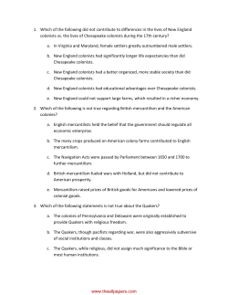 US History I Exam Practice Questions