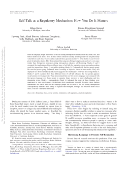 Self-Talk as a Regulatory Mechanism: How You Do It Matters