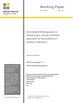 Exploring a `Social Contract` Approach to the Politics of Poverty