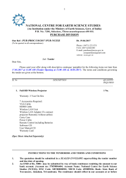 This Tender - National Centre for Earth Science Studies