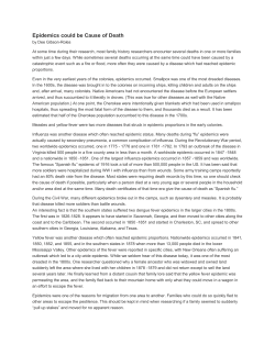 Epidemics could be Cause of Death