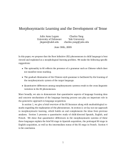Morphosyntactic Learning and the Development of Tense