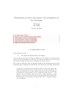 Wittgenstein on facts and objects: the metaphysics of the Tractatus