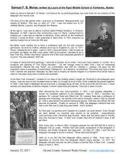 Samuel Morse Story - Alcona County Amateur Radio
