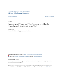 International Trade and Tax Agreements May Be Coordinated, But