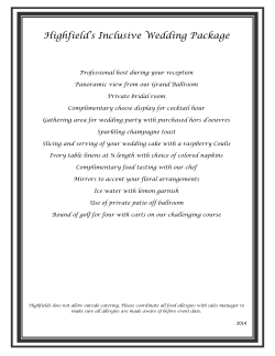 Highfield`s Inclusive Wedding Package