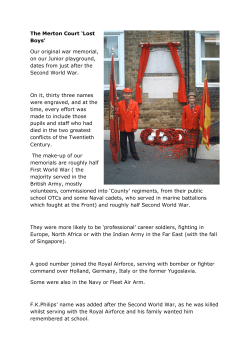 The Merton Court `Lost Boys` Our original war