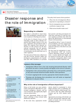 Disaster response and the role of Immigration