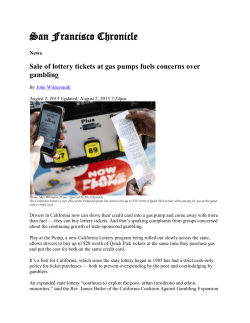 Sale of lottery tickets at gas pumps fuels