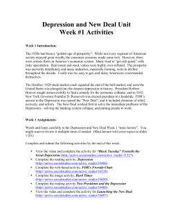 Depression and New Deal Unit Week #1 Activities