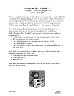 Persuasive Text &ndash; Grade 3