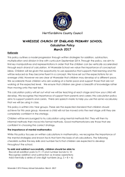 Calculation Policy 2017 - Wareside Primary School