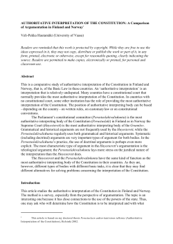 AUTHORITATIVE INTERPRETATION OF THE CONSTITUTION: A