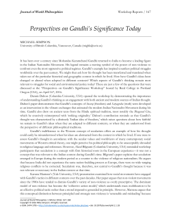Perspectives on Gandhi`s Significance Today