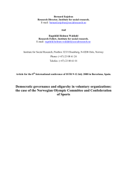 Democratic Governance and Oligarchy in Voluntary Organizations