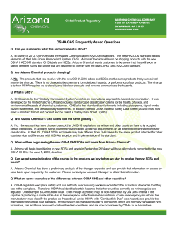 OSHA GHS Frequently Asked Questions