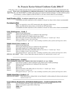 St. Francis Xavier School Uniform Code 2016-17