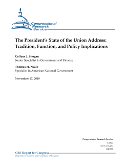 The President`s State of the Union Address: Tradition, Function, and