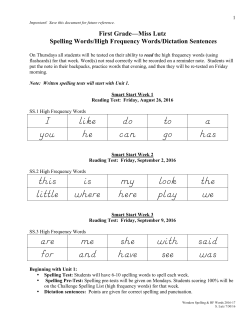 Master List (with dates) of All Spelling/High Frequency Words