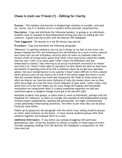 Chaos is (not) our Friend (?) - Editing for Clarity