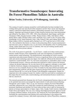 Innovating De Forest Phonofilms Talkies in Australia