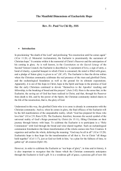 The Manifold Dimensions of Eucharistic Hope Rev. Fr. Paul Vu Chi H