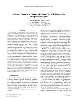 Scalable Collaborative Filtering with Jointly Derived Neighborhood