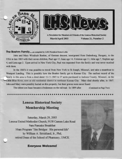March - April 2003 - Lenexa Historical Society