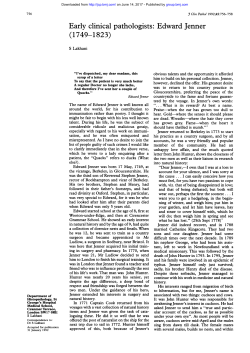 Early clinical pathologists: Edward Jenner