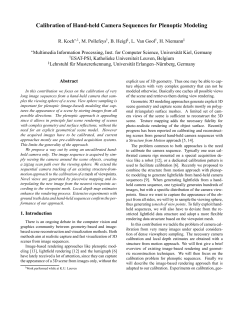 Calibration of Hand-held Camera Sequences for Plenoptic Modeling