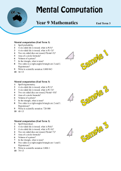 Mental Computation Sample 1 Sample 2 Sample 3